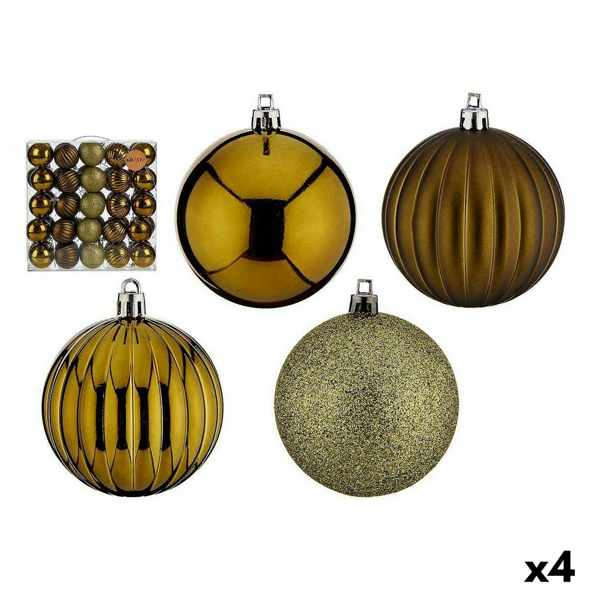 Lot de boules de Noël Avec relief Vert 7 cm 4 Unités Sapin de Noël