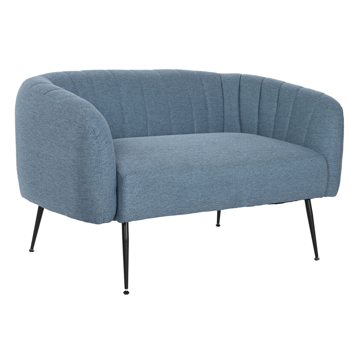 Canapea DKD Home Decor Albastru Negru Spumă Lemn Metal Кадифе Scandi 129 x 75 x 73 cm