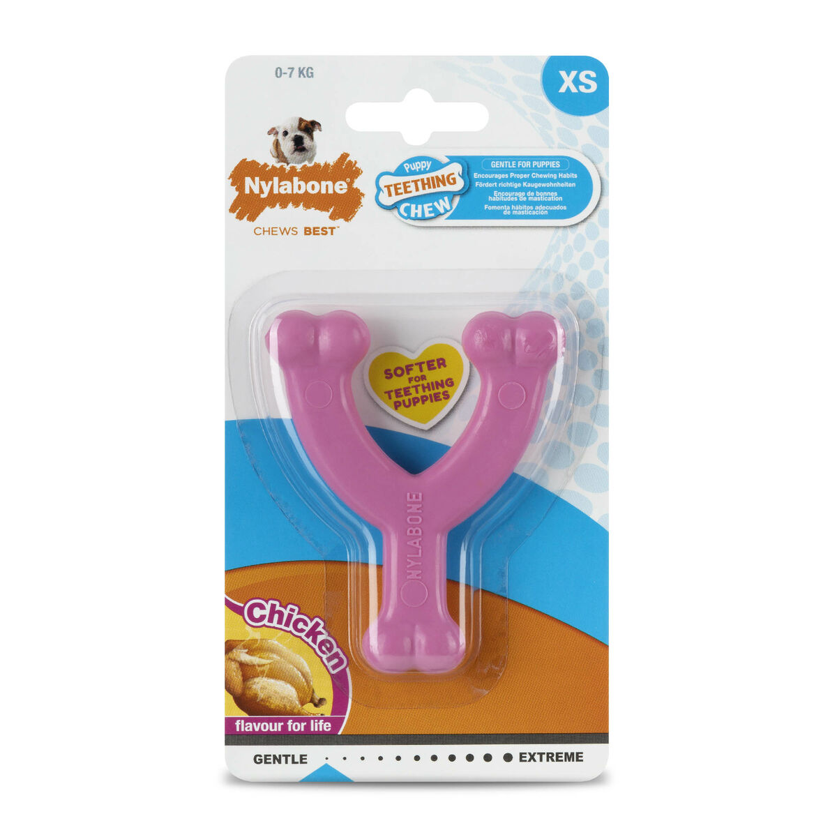 Jouet pour chien Nylabone WISHBONE Rose Poulet XS