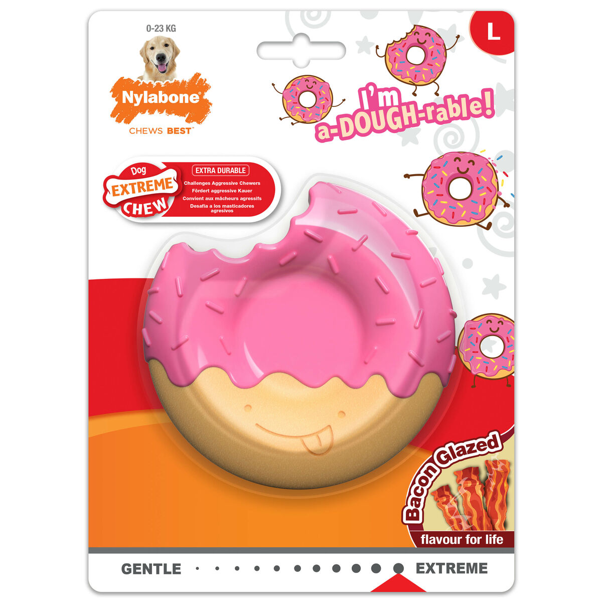 Dog chewing toy Nylabone Pink Bacon L, view 3