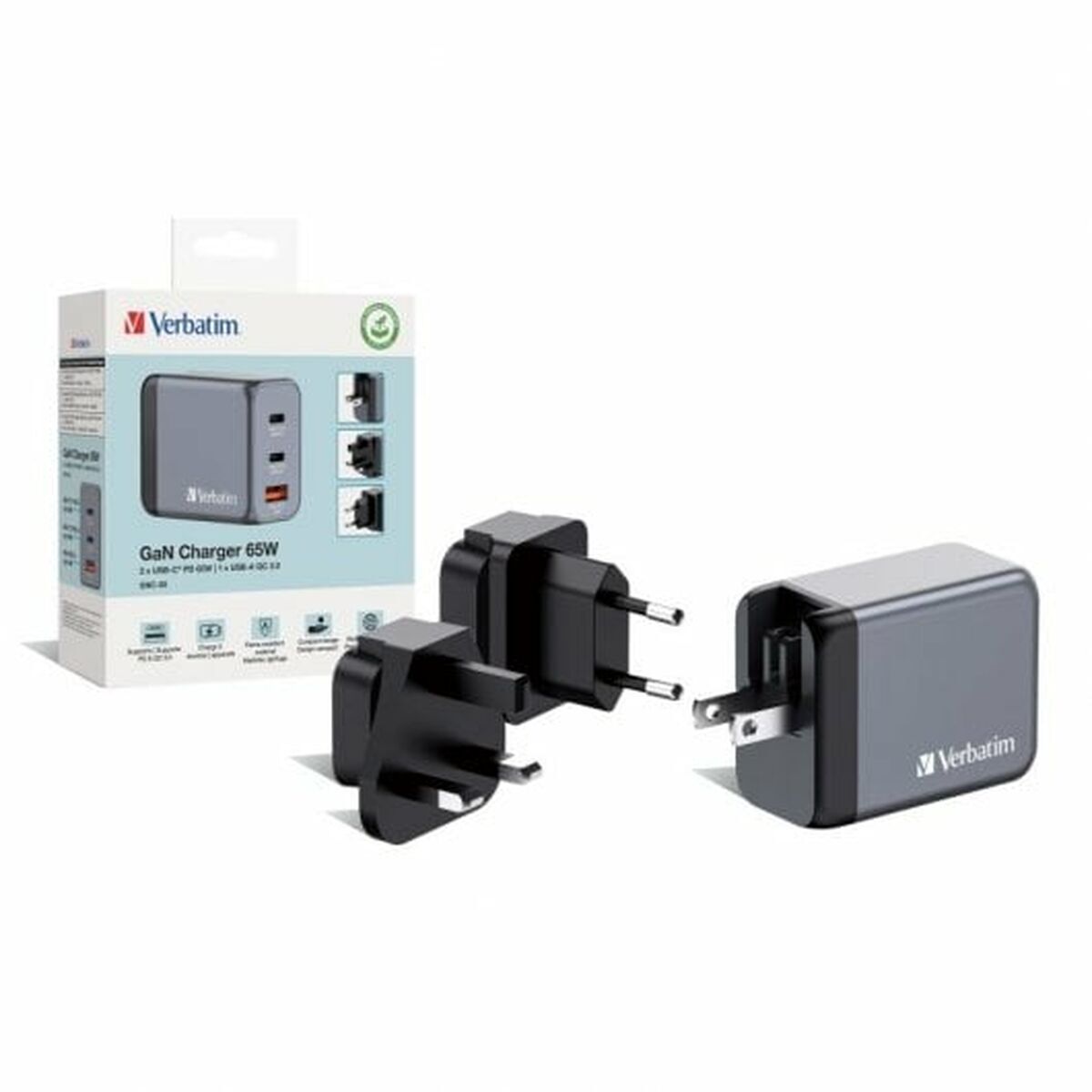 Oplader Verbatim 32201 Grijs 65 W
