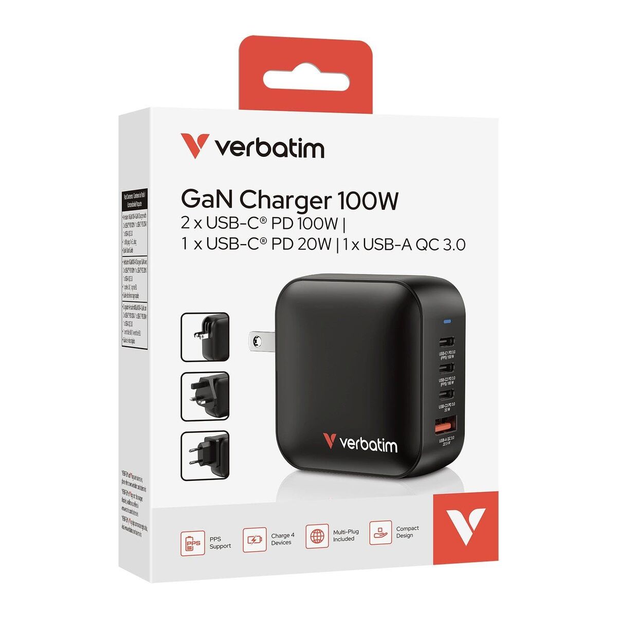 Bild von Wall Charger Verbatim 32231 Black 100 W