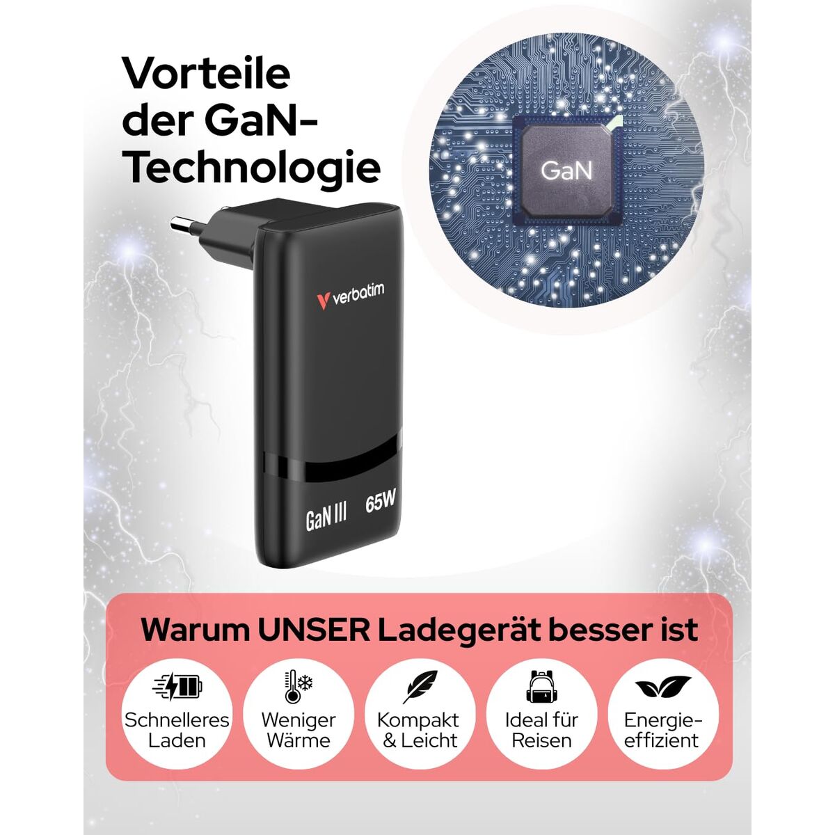 Bild von USB Cable Verbatim 32354 Black 65 W