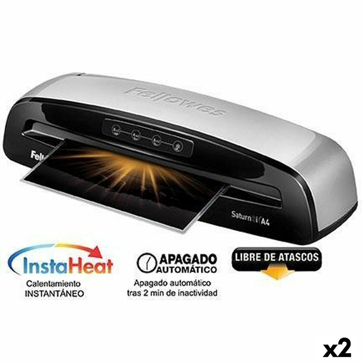 Afbeeldingen van Laminator Fellowes Saturn 3i Black Silver (2 Units)