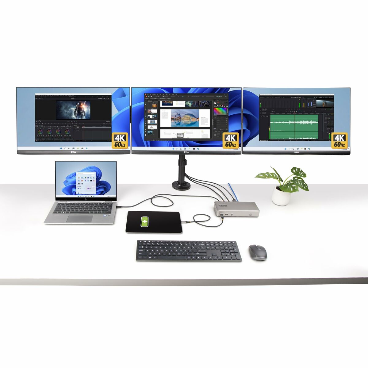 Afbeeldingen van USB Hub Startech 150UE-USB4DOCKTRIPLE Grey