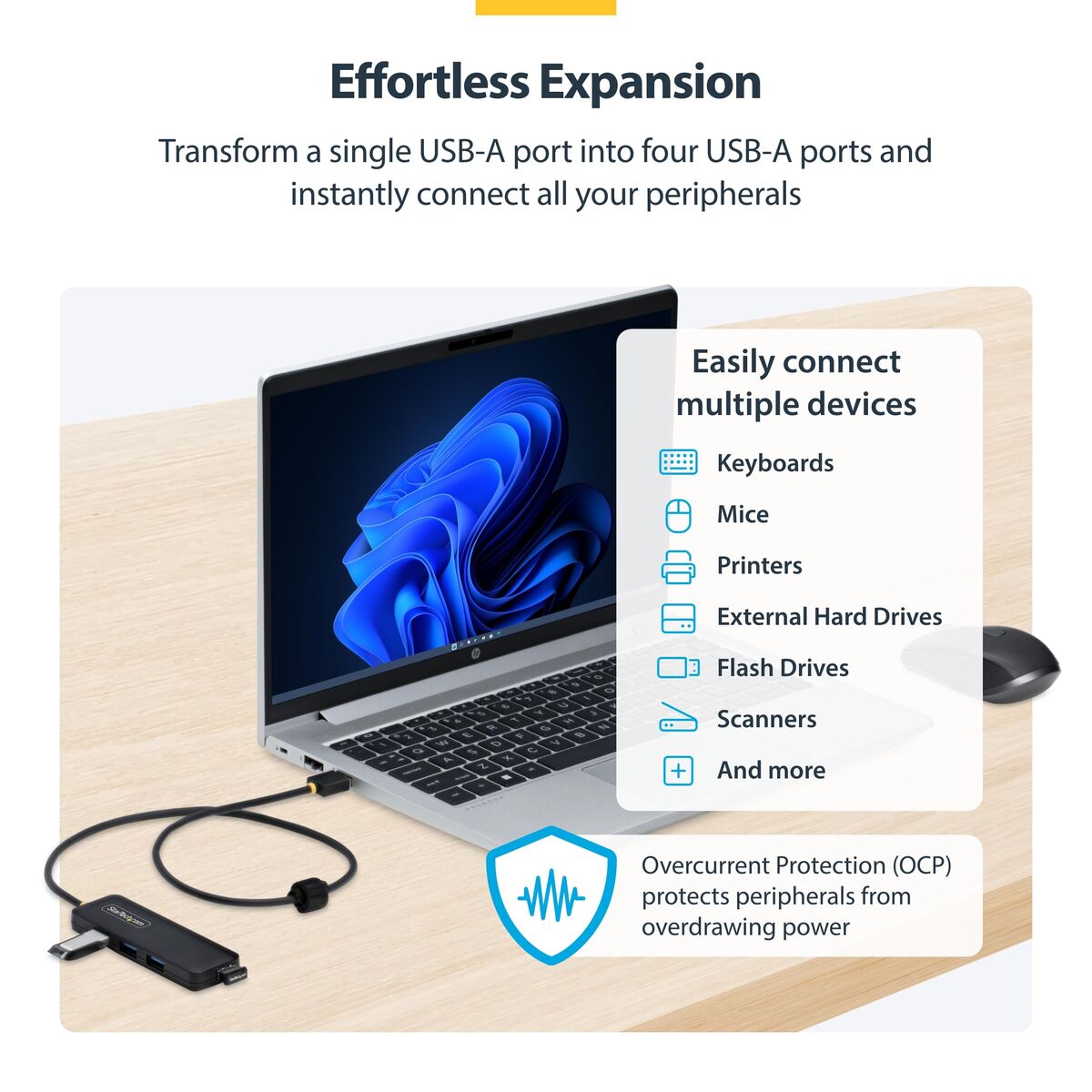 Bild von Hub USB Startech H5A4A-USB-HUB-2 Schwarz