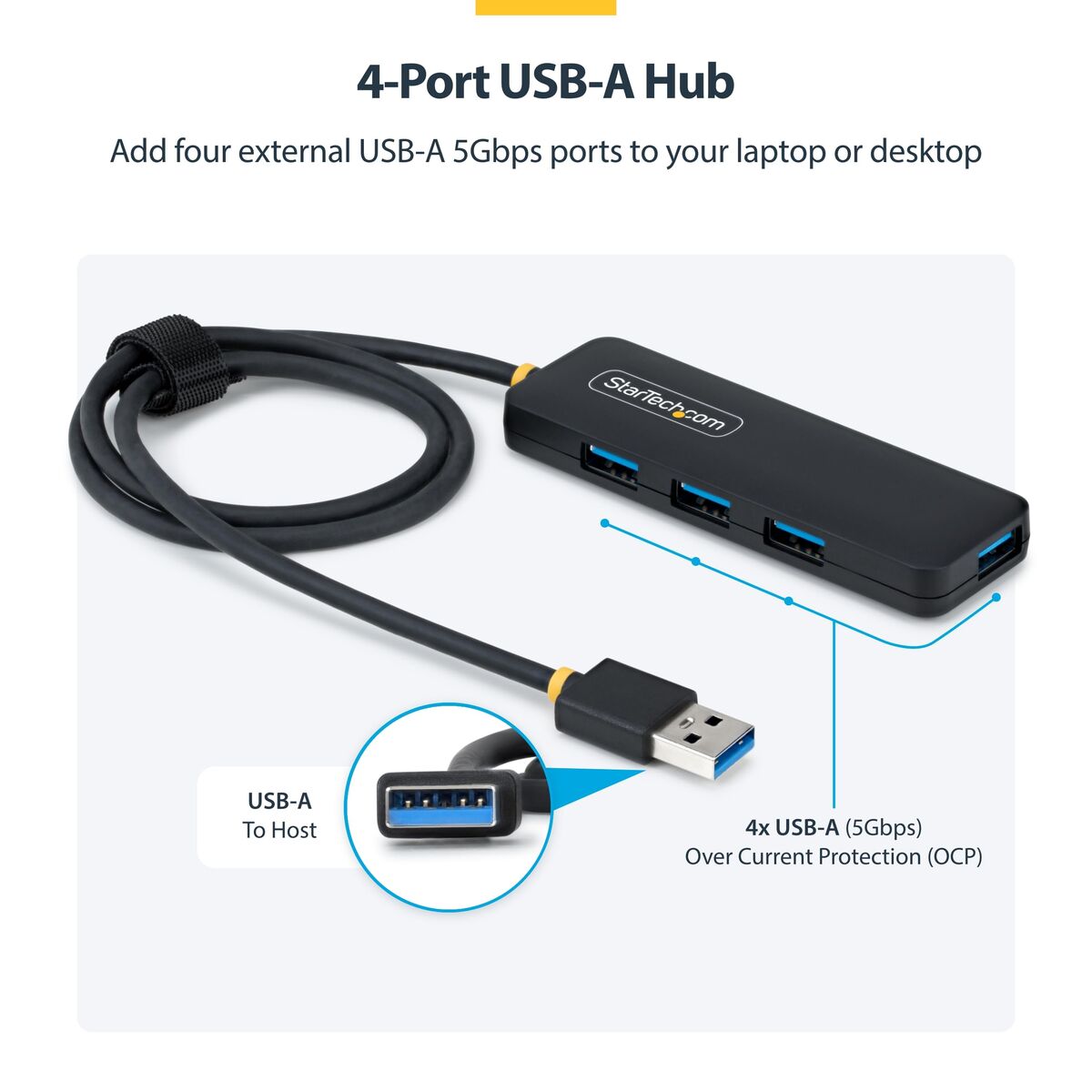 Bild von Hub USB Startech H5A4A-USB-HUB-2 Schwarz