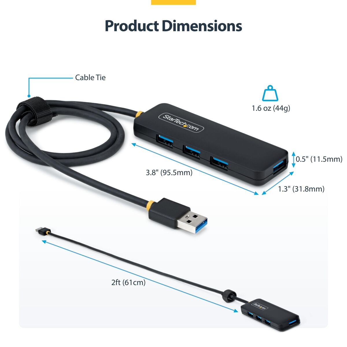 Bild von Hub USB Startech H5A4A-USB-HUB-2 Schwarz