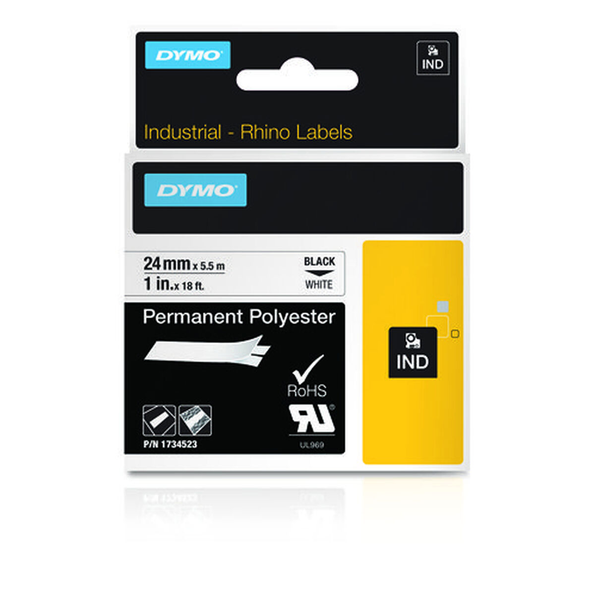 Afbeeldingen van Laminated Tape Dymo ID1-24 Multicolour Black/White 24 mm