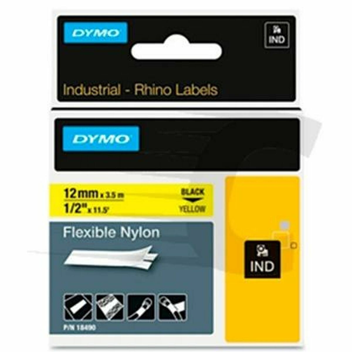 Afbeeldingen van Laminated Tape Dymo Nylon Flexible IND Multicolour Black/Yellow