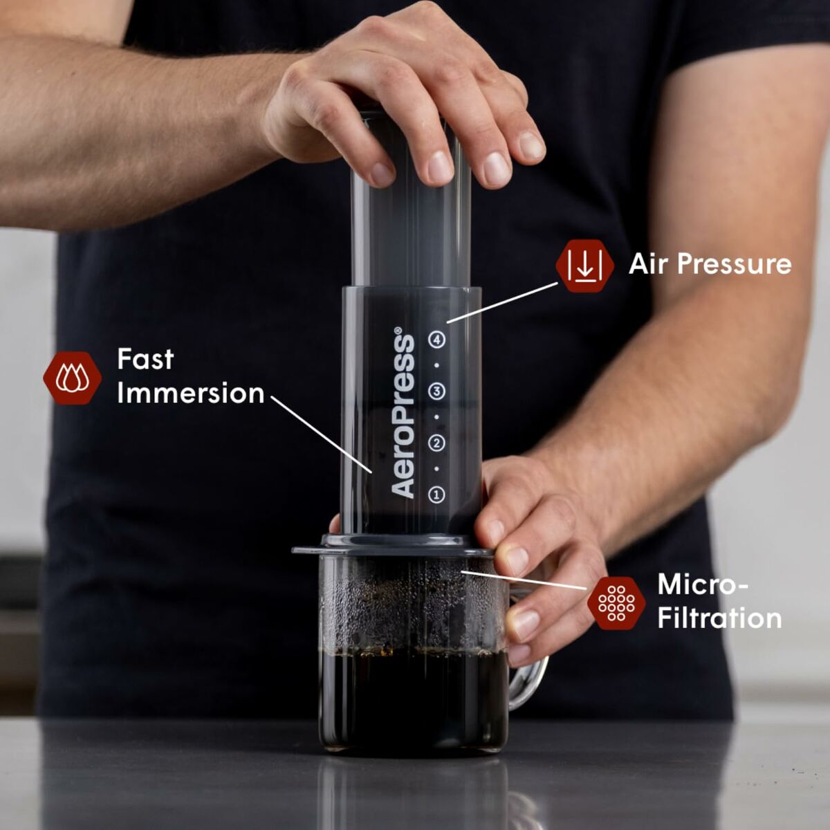 Portable Coffee Maker Aeropress 85R11 Black Transparent, view 2