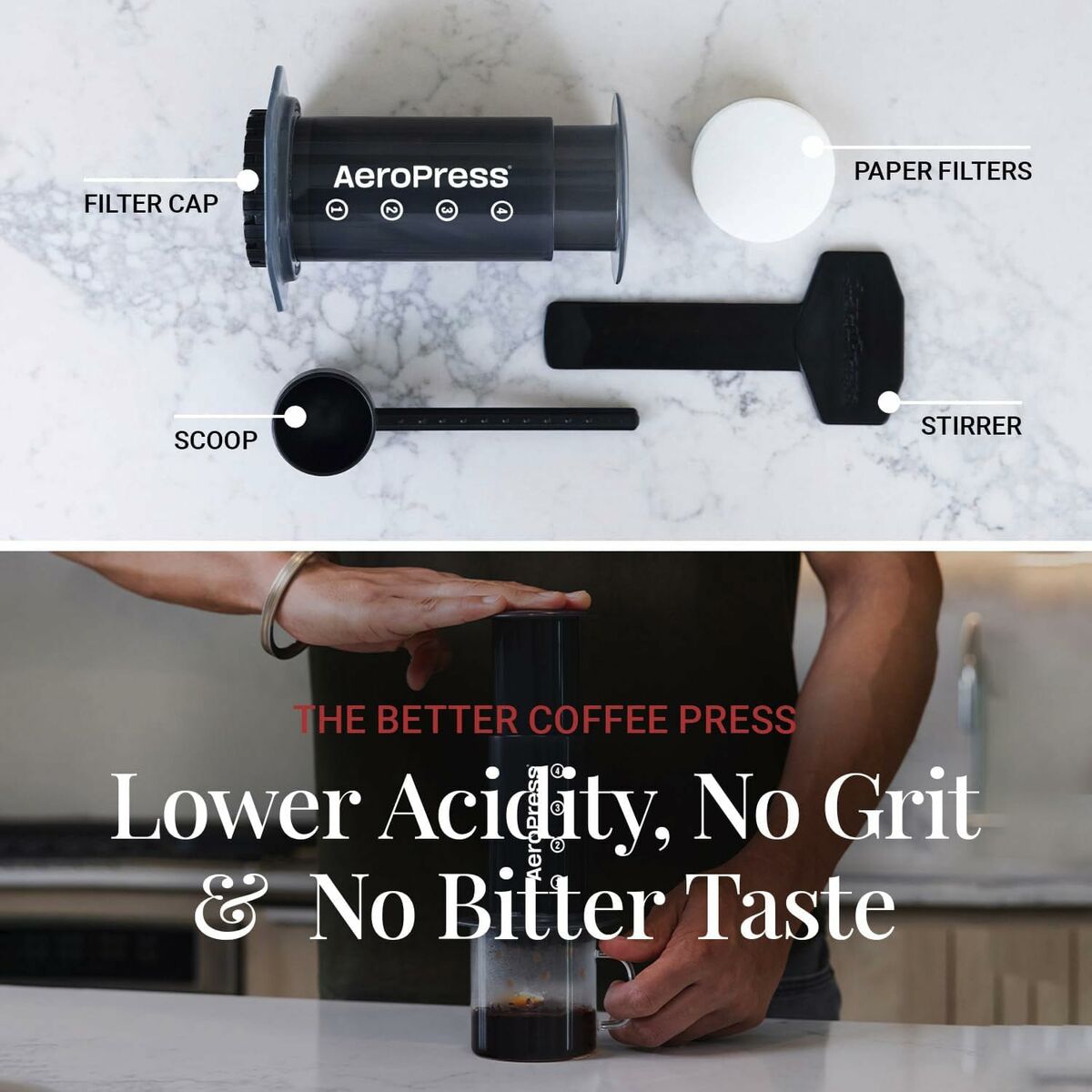 Portable Coffee Maker Aeropress 85R11 Black Transparent, view 5