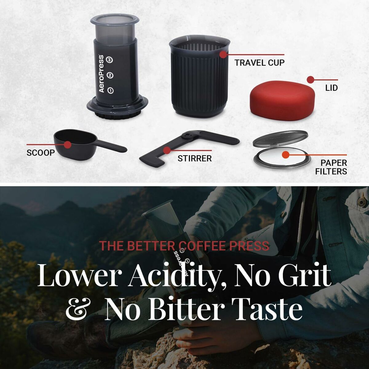 Portable Coffee Maker Aeropress Go Black 3 Cups, view 5