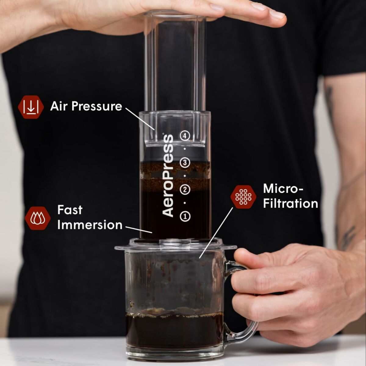Portable Coffee Maker Aeropress Clear Transparent Tritan 250 ml, view 2