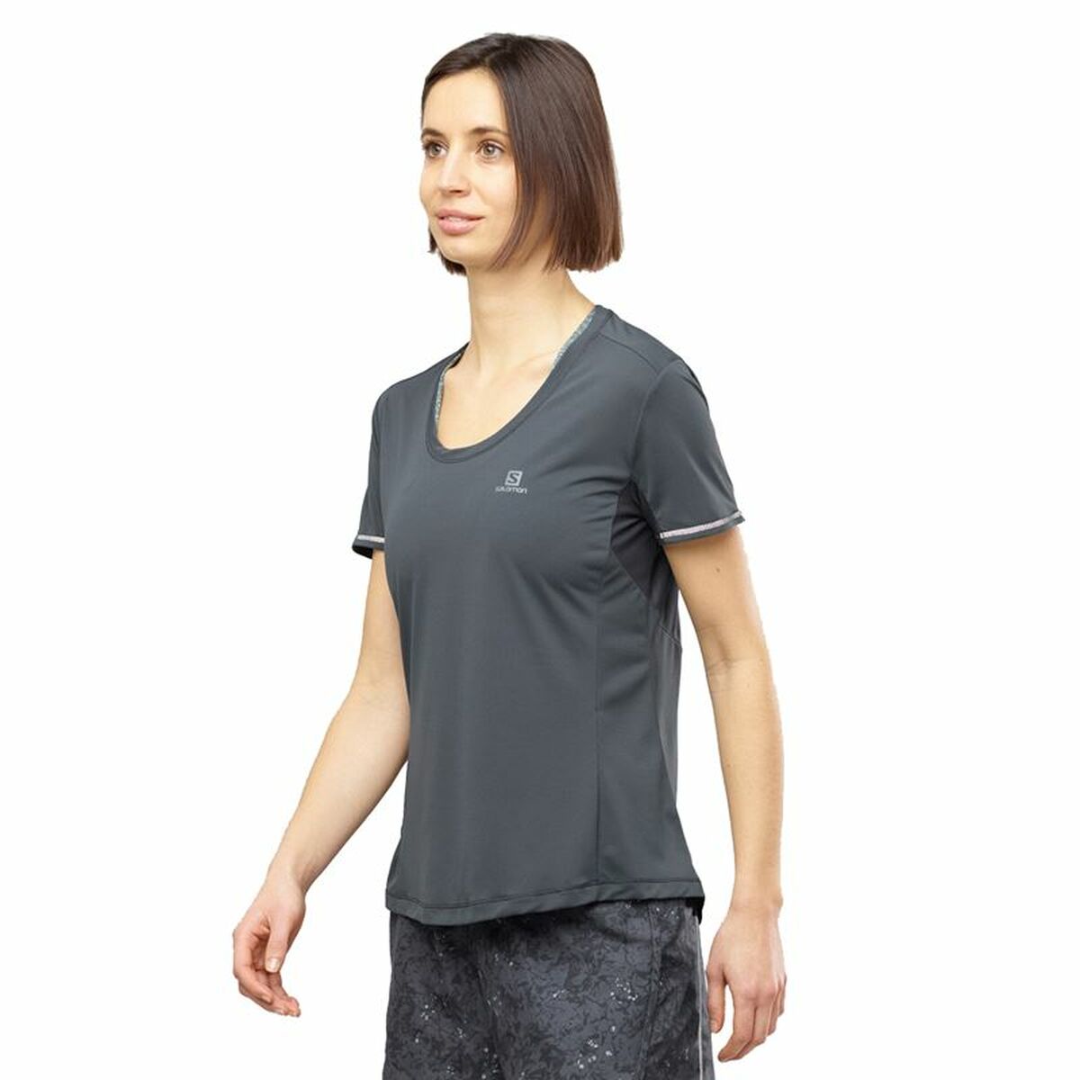 Womens Short Sleeve T-Shirt Salomon Agile Dark grey
