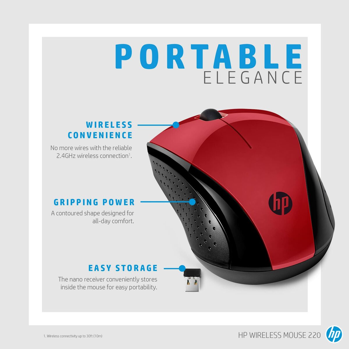 Picture of Wireless Mouse HP 220 Red 1600 dpi