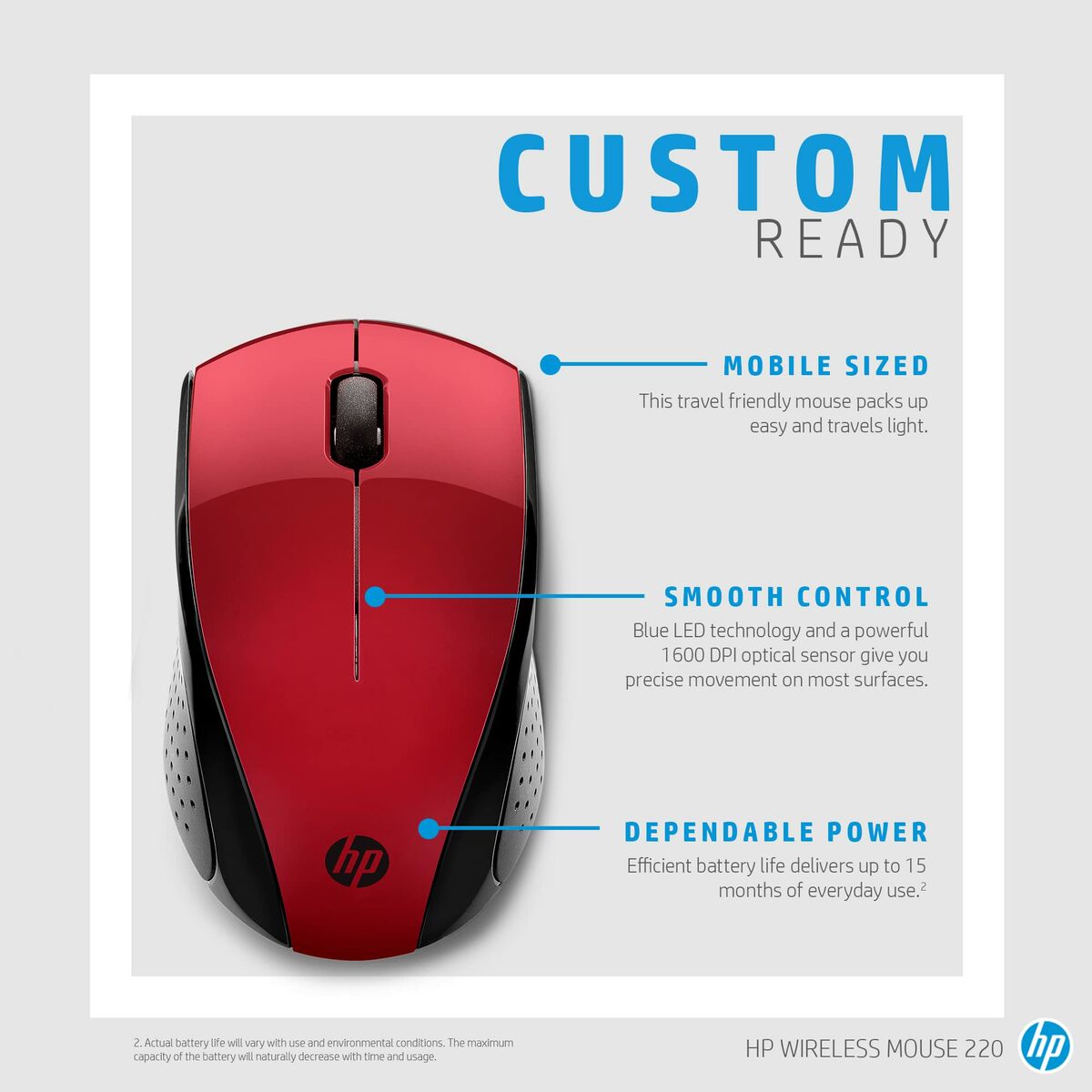 Picture of Wireless Mouse HP 220 Red 1600 dpi