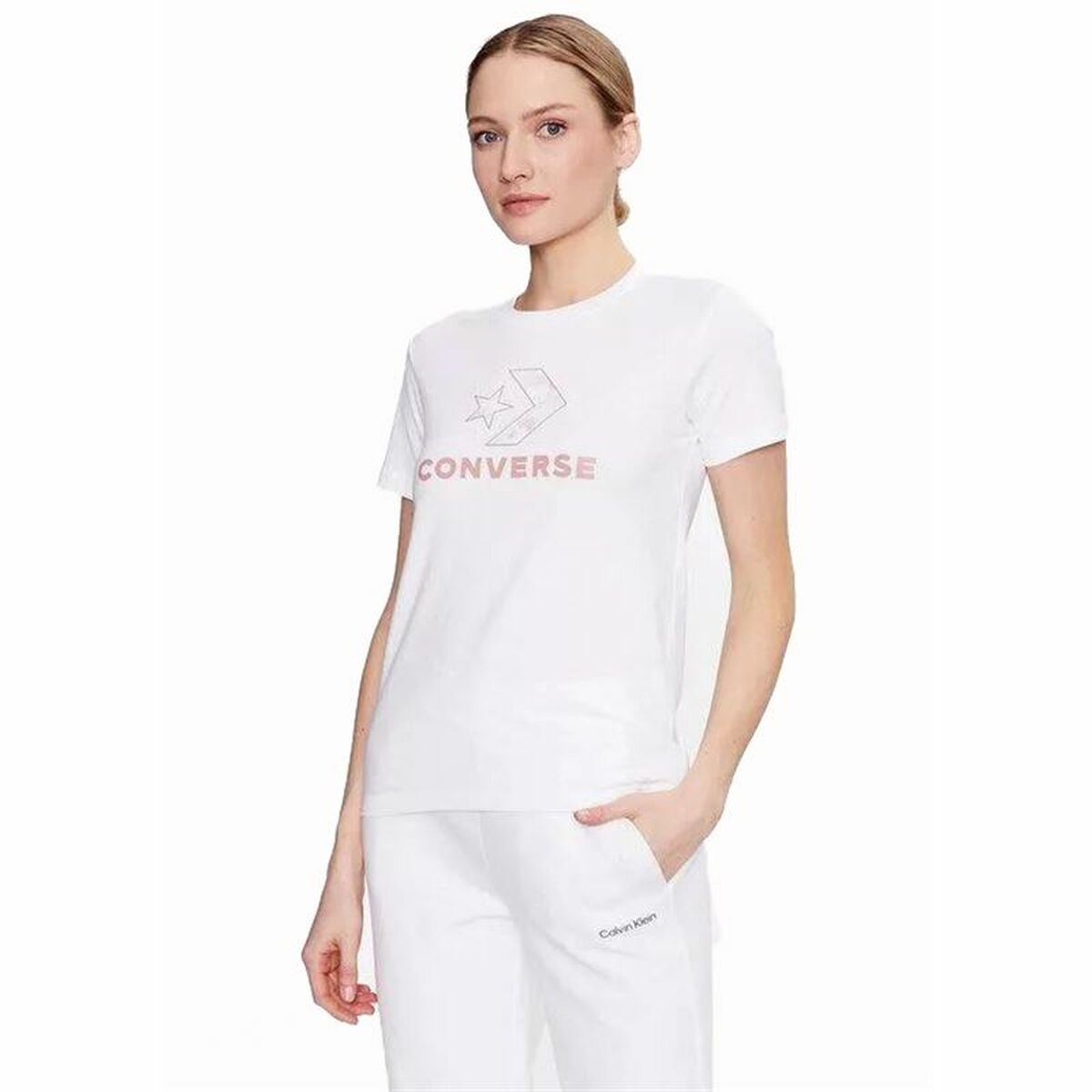 T-shirt à manches courtes femme Converse Seasonal Star Chevron Blanc