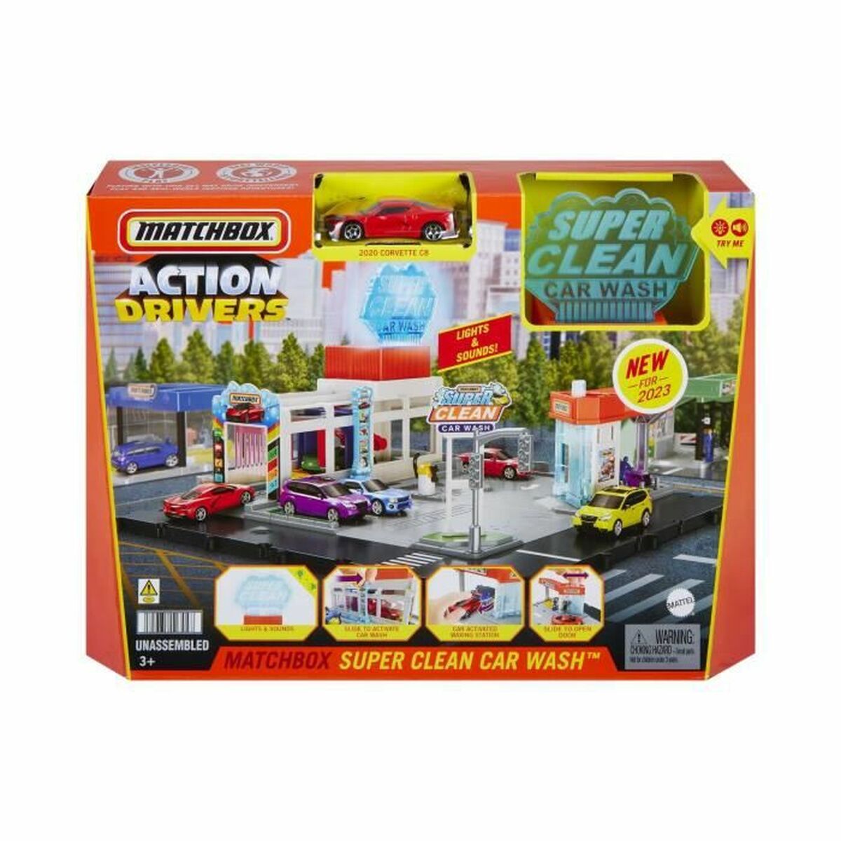 Legetøjssæt med køretøjer Matchbox Action Drivers Super Clean Car Wash