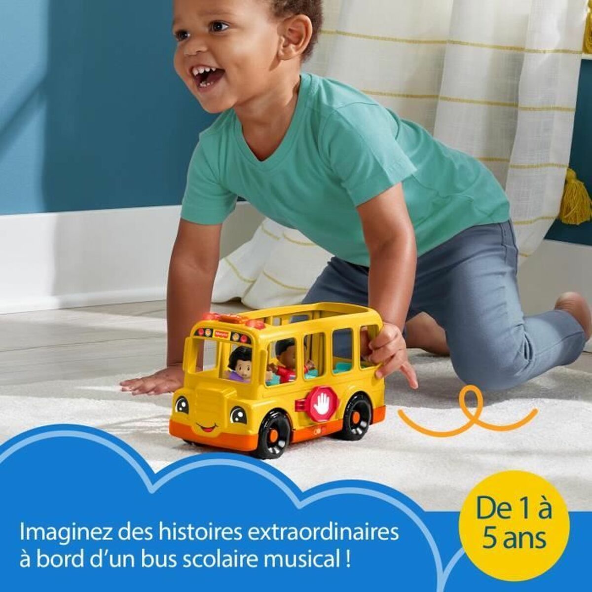 Actiefiguren Fisher-Price Little People-El autobús escolar-Vehículo de empuje musical HYT03