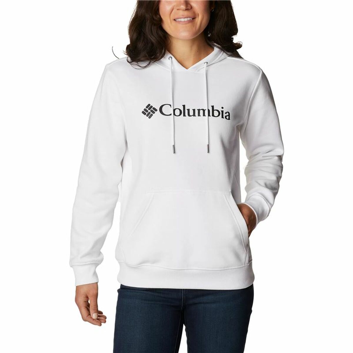 Sweat à capuche femme Columbia Logo Blanc