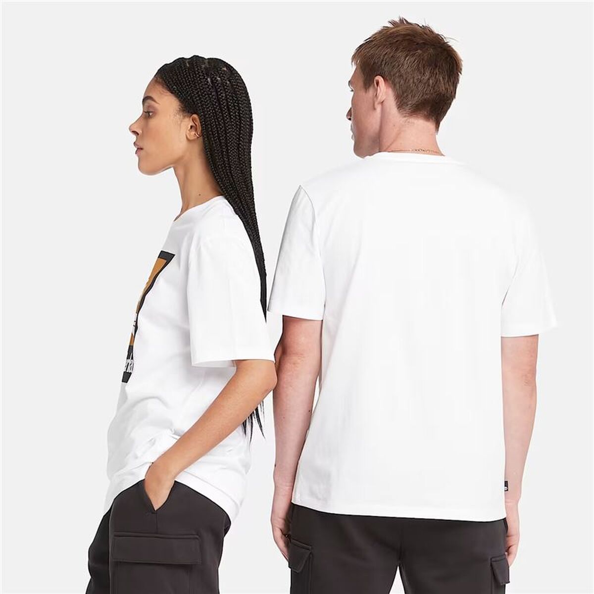 Heren-T-Shirt met Korte Mouwen Timberland Stack Logo Colored Wit
