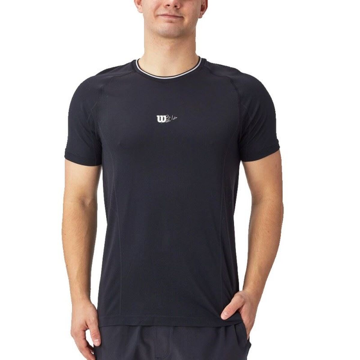Heren-T-Shirt met Korte Mouwen Wilson Wilson Team Seamless Crew Zwart Padel