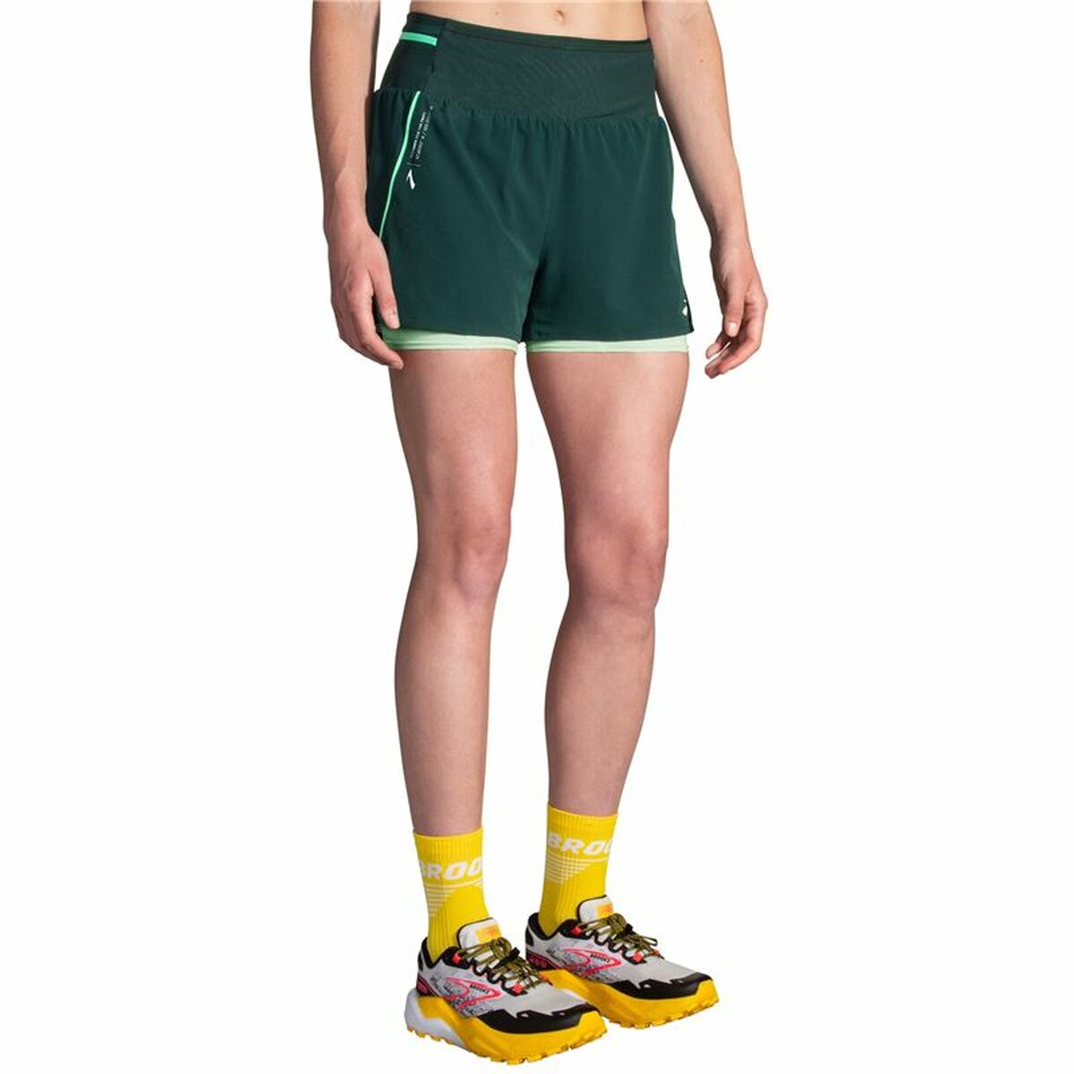 Sports Shorts for Women Brooks High Point 3″ 2-in-1 2.0 Green