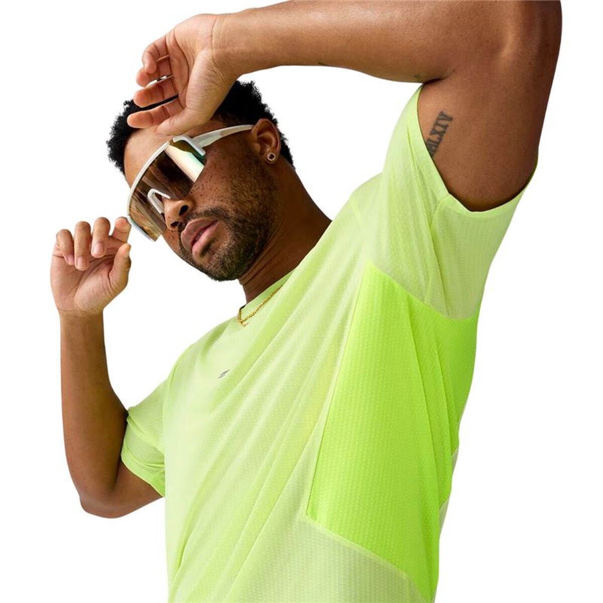 Heren-T-Shirt met Korte Mouwen Brooks High Point Sleeve 2.0 Geel