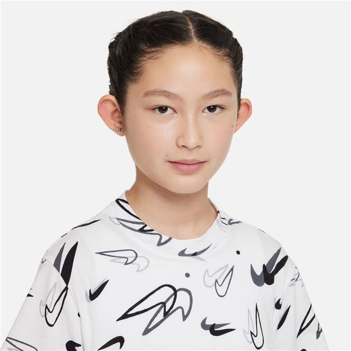 T-Shirt met Korte Mouwen voor kinderen Nike Boxy Swooshfetti Wit