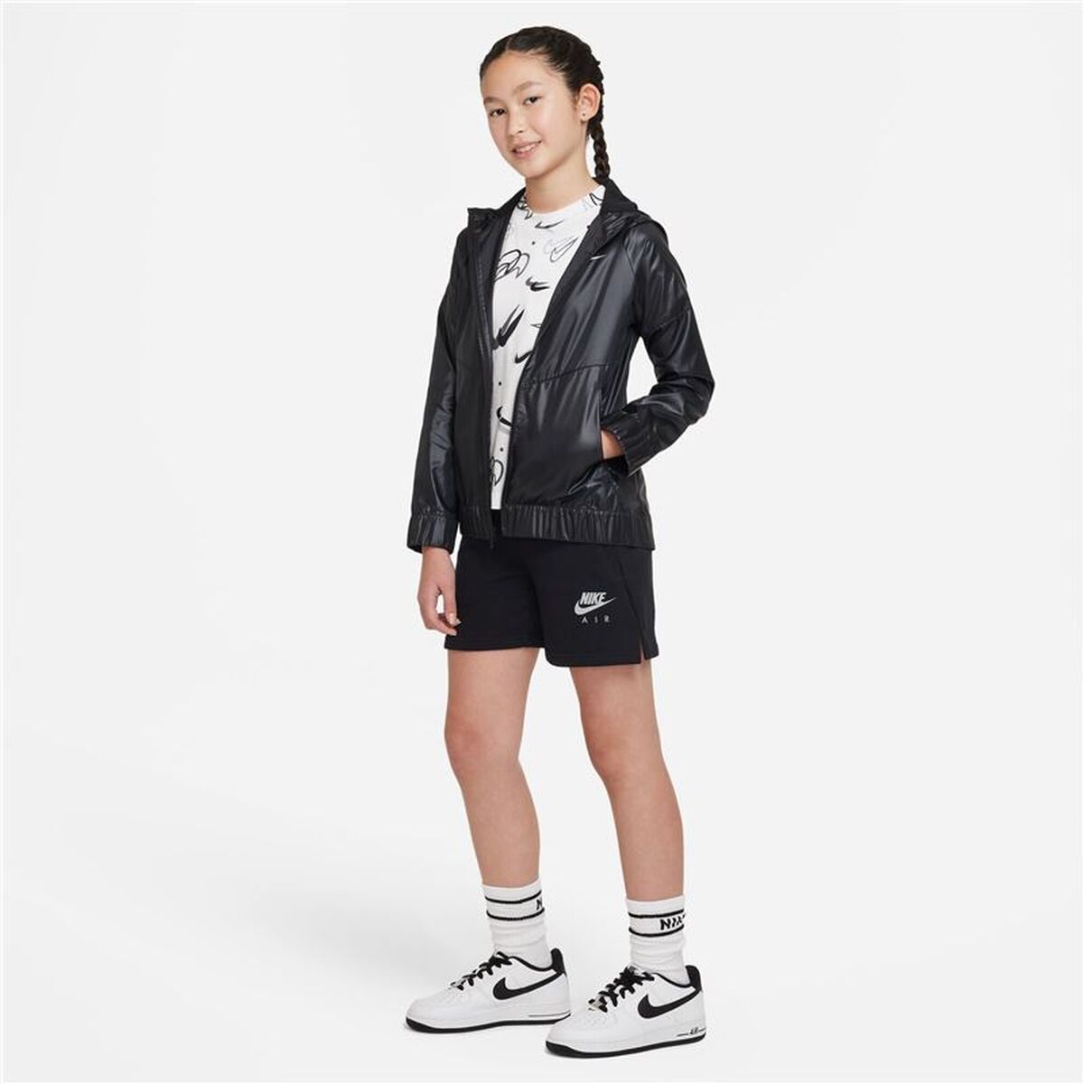 T-Shirt met Korte Mouwen voor kinderen Nike Boxy Swooshfetti Wit