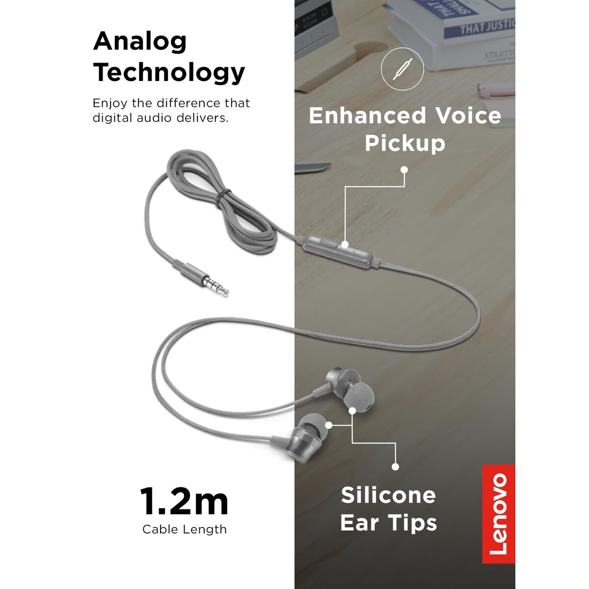 Picture of Headphones with Microphone Lenovo GXD1J77354 Grey