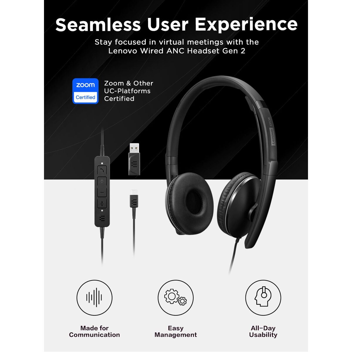 Bild von Headphones Lenovo 4XD1M39029 Black