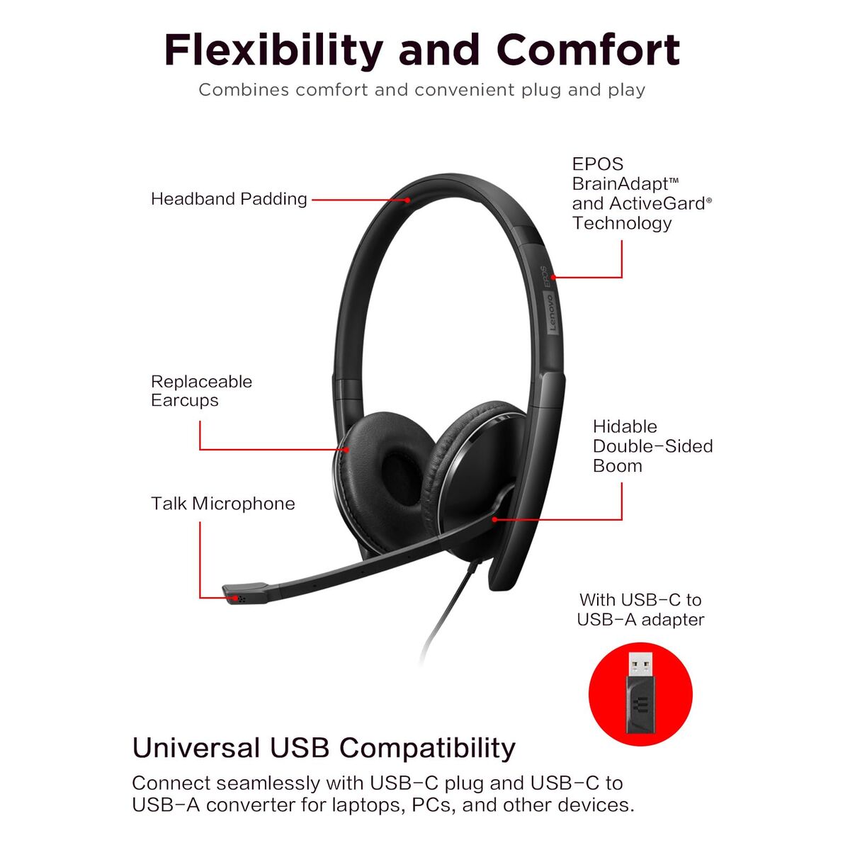 Bild von Headphones Lenovo 4XD1M39029 Black
