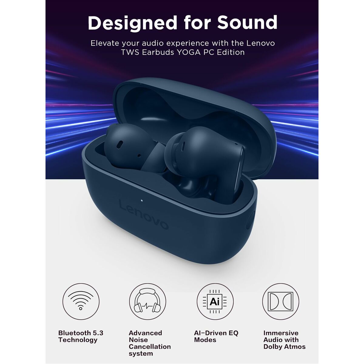 Afbeeldingen van Wireless Earphones with Charging Case Lenovo TWS YOGA PC Edition