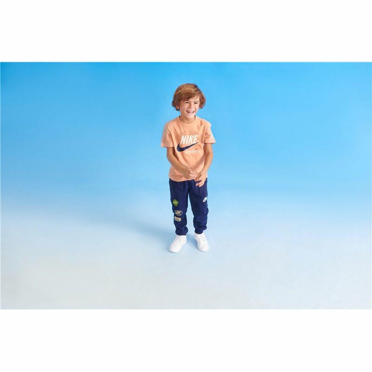 Kinder-T-Shirt met Korte Mouwen Nike Retro Ss Beige