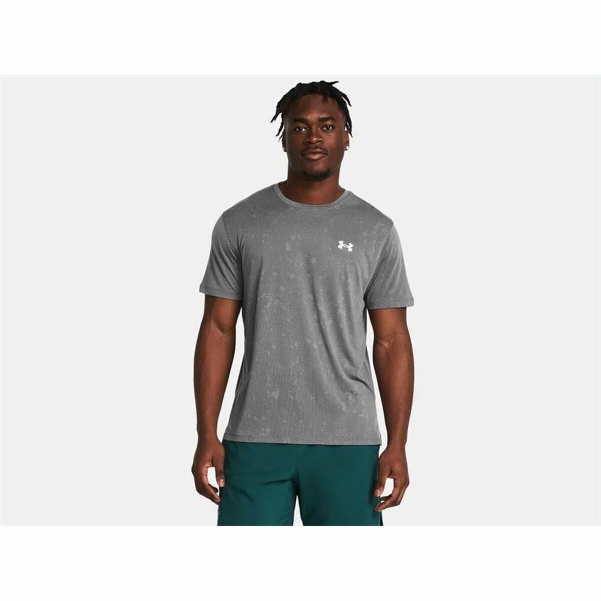 Mens Short Sleeve T-Shirt Under Armour Launch Splatter Grey