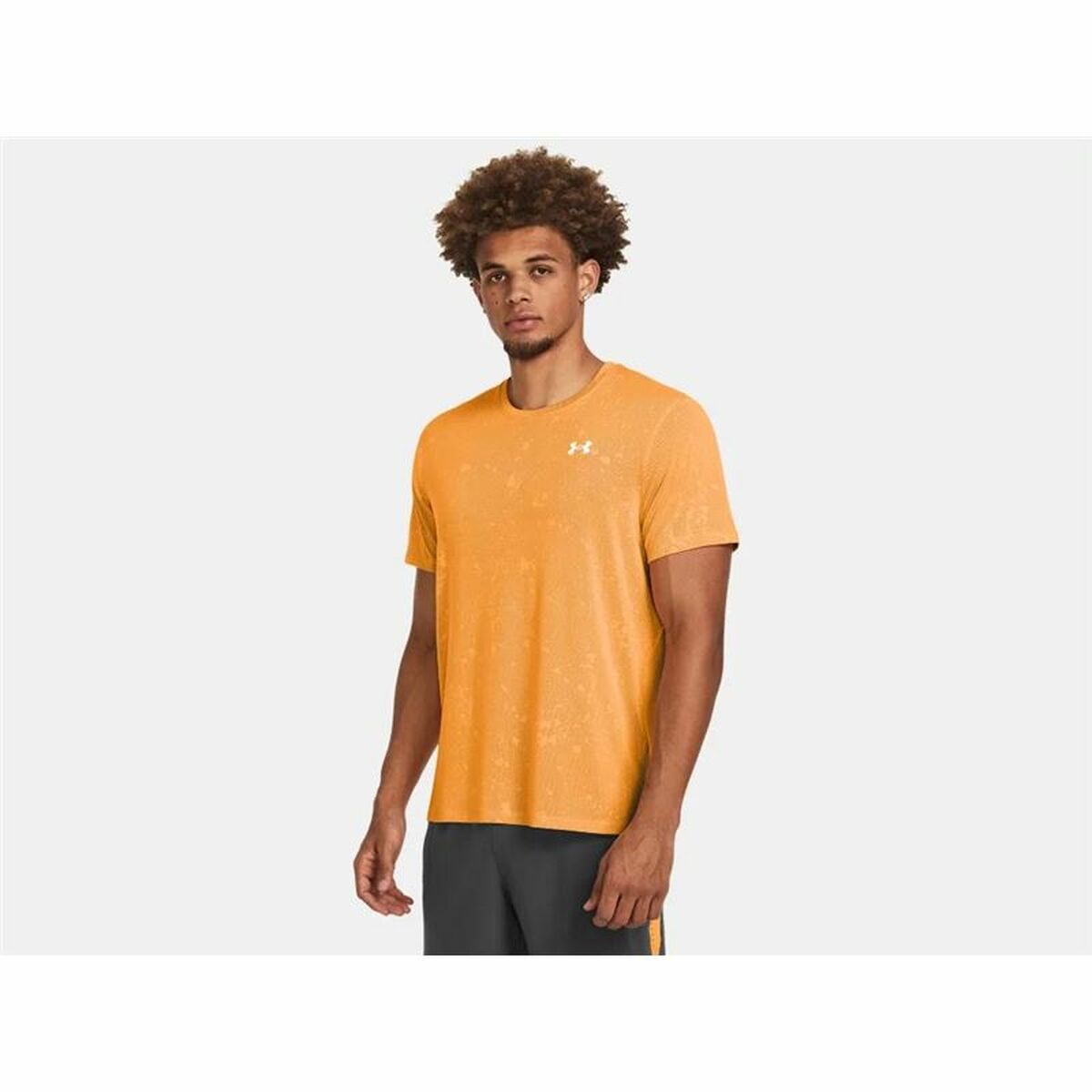 Mens Short Sleeve T-Shirt Under Armour Launch Dark Orange