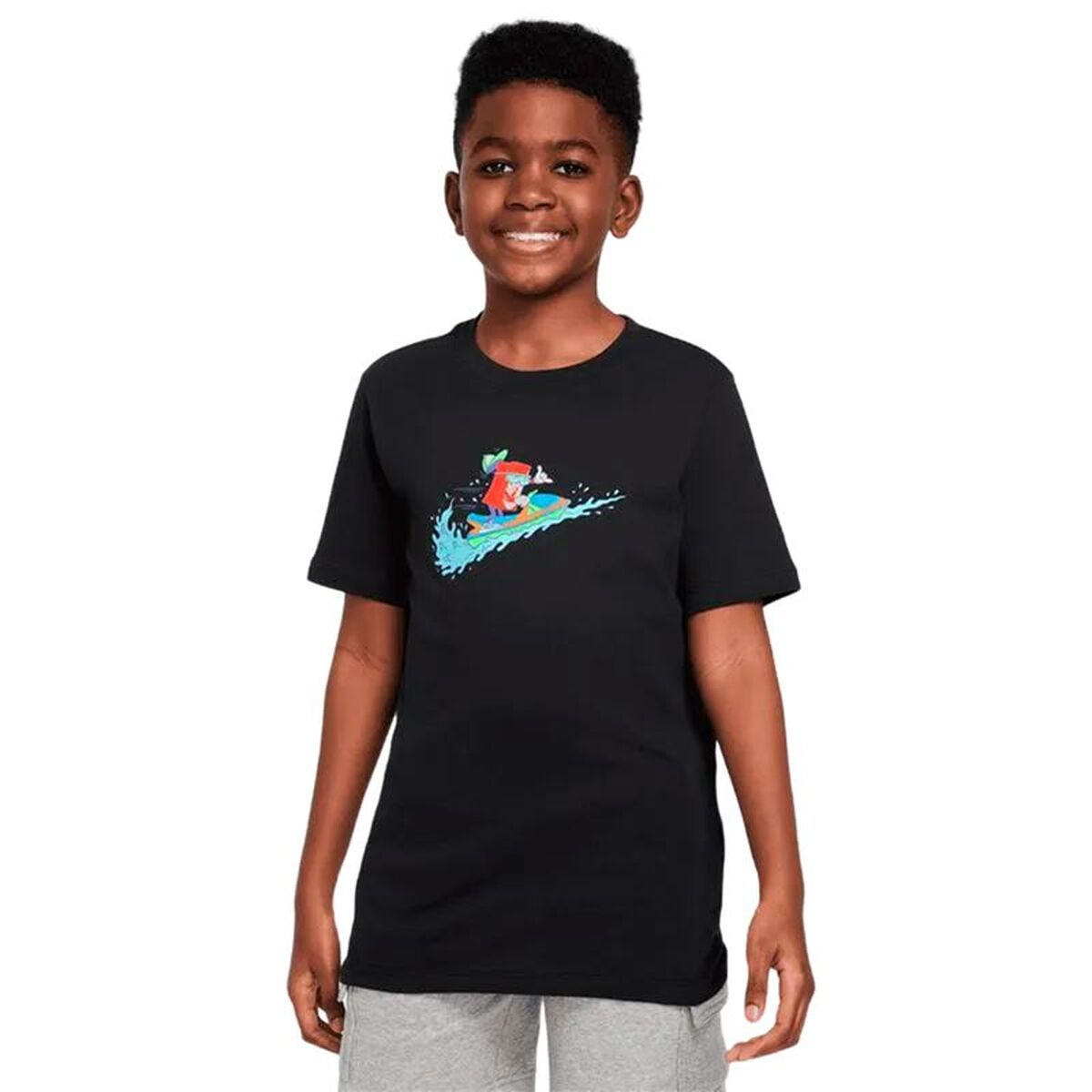 T-Shirt met Korte Mouwen voor kinderen Nike Sportswear Big Zwart