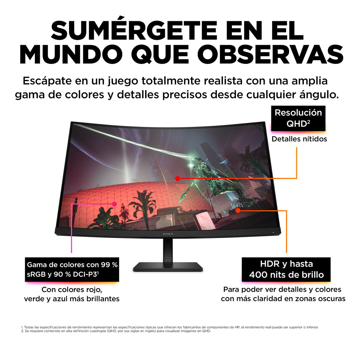 Picture of Gaming Monitor HP 780K6E9#ABB Quad HD 32"