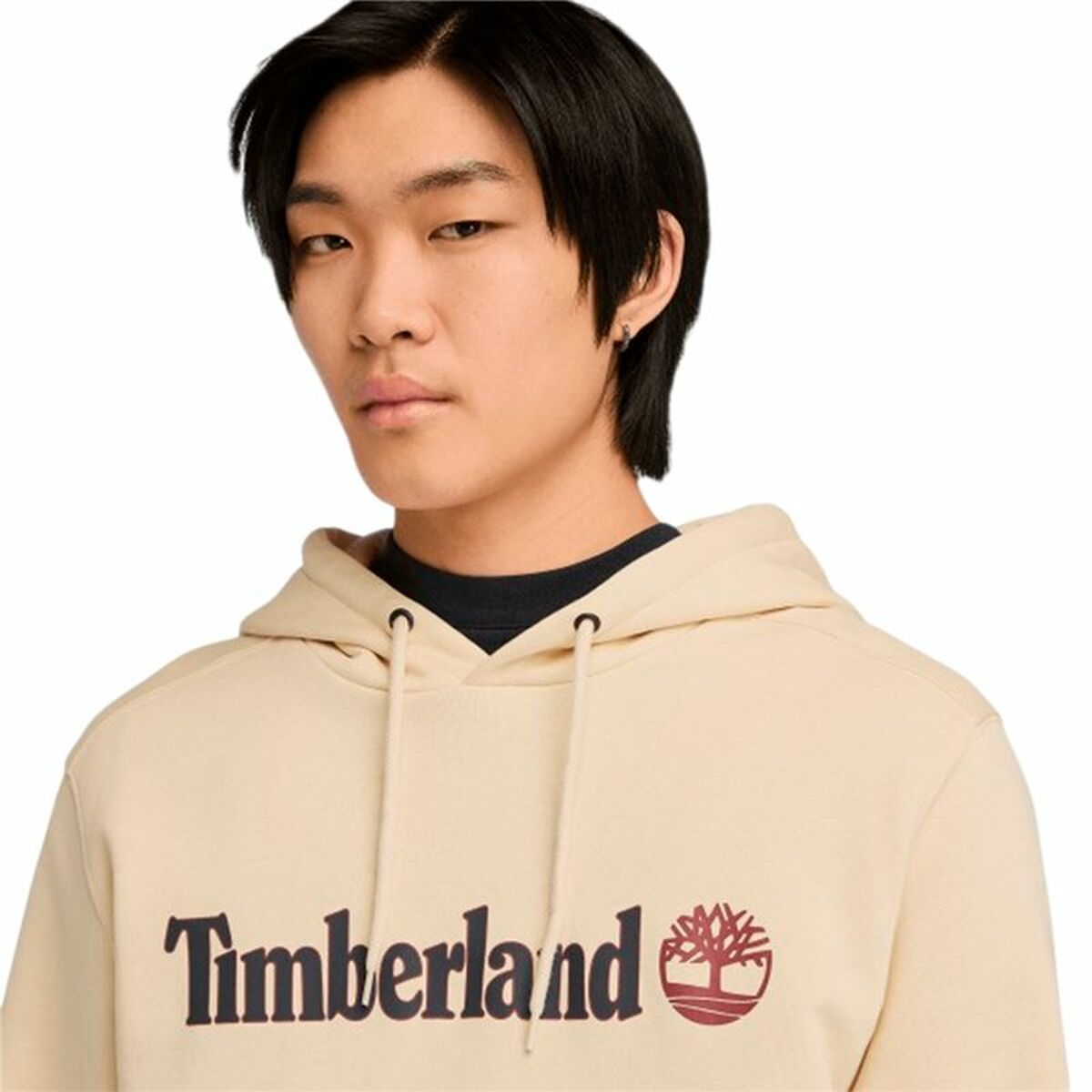 Mens Hoodie Timberland Kennebec River Linear Logo Beige
