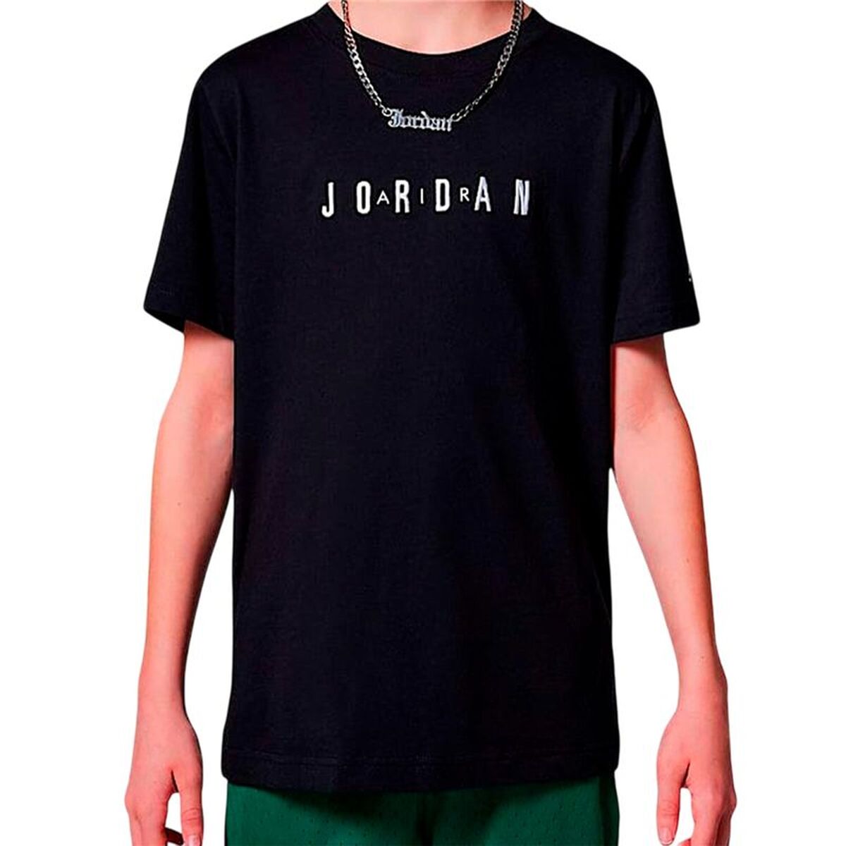 T-Shirt met Korte Mouwen voor kinderen Jordan Mj Wordmark Emb Crew Zwart