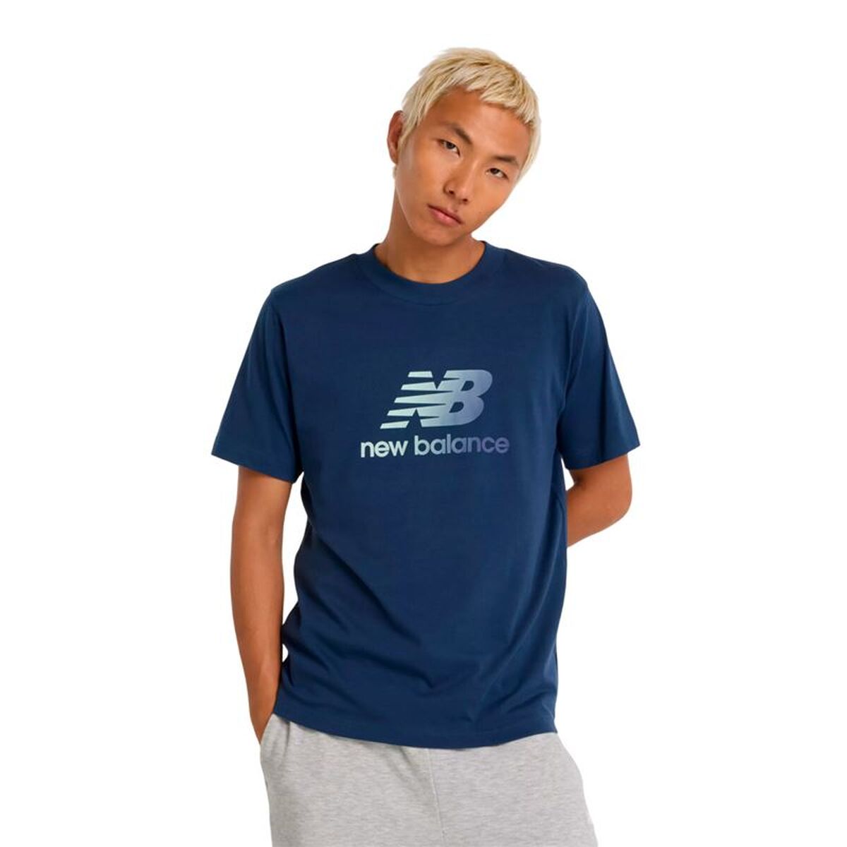 Heren-T-Shirt met Korte Mouwen New Balance Sport Essentials Gradient Donkerblauw
