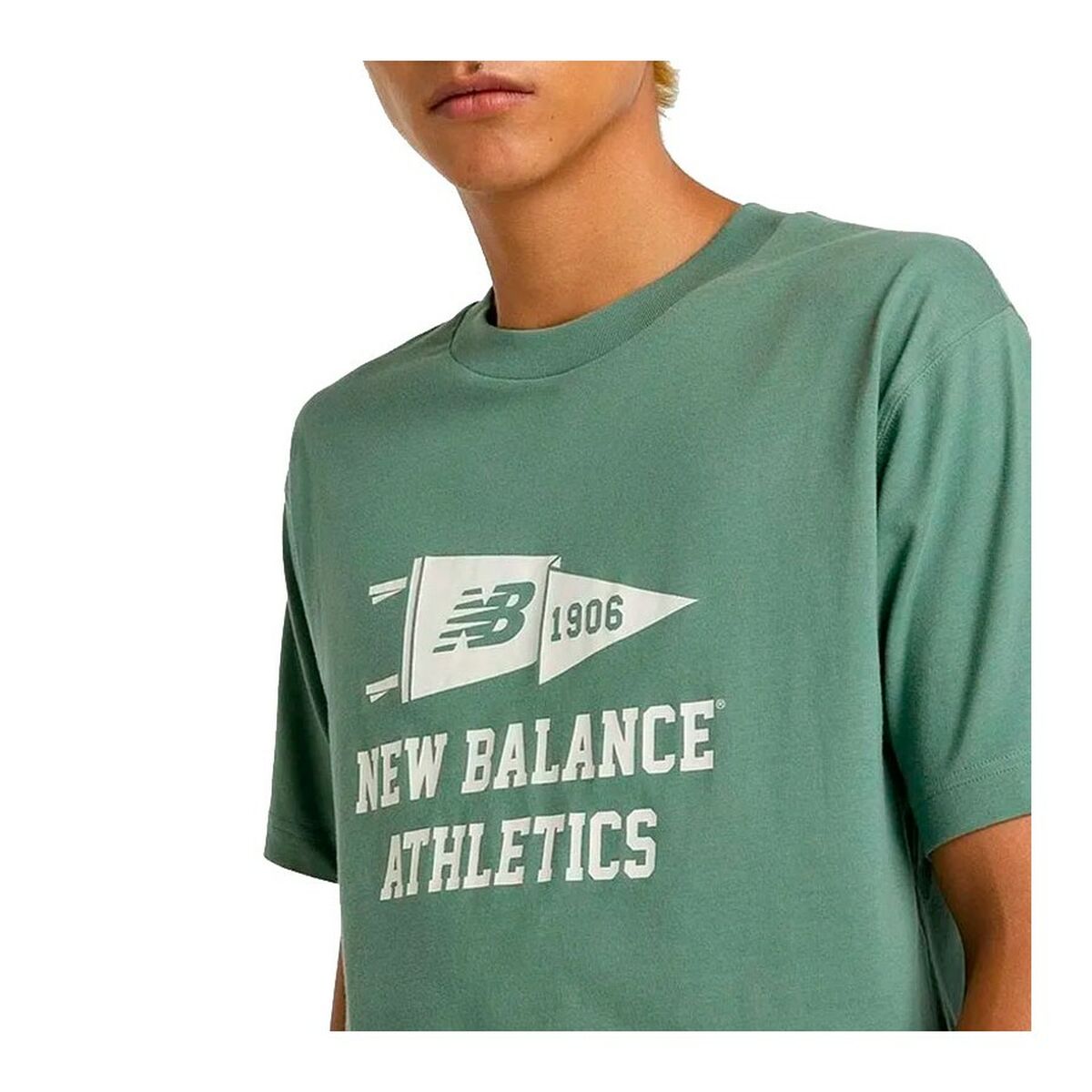 Image secondaire de T-shirt à manches courtes homme New Balance Varsity Pennant MT51924 DKJ Vert