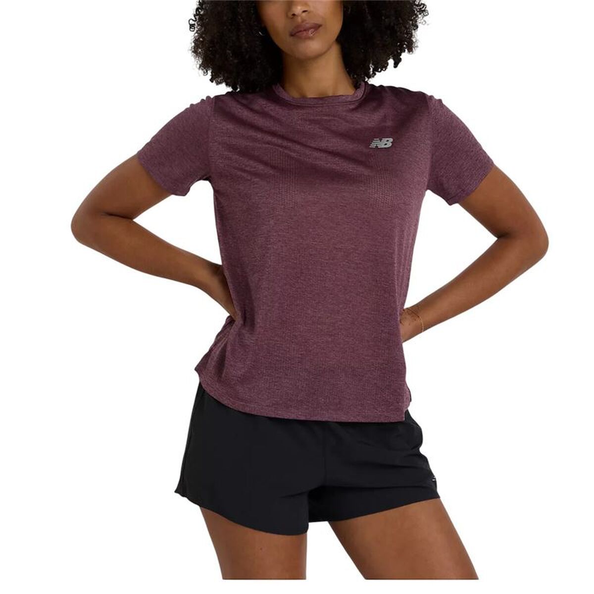 Dames-T-Shirt met Korte Mouwen New Balance Mahonie