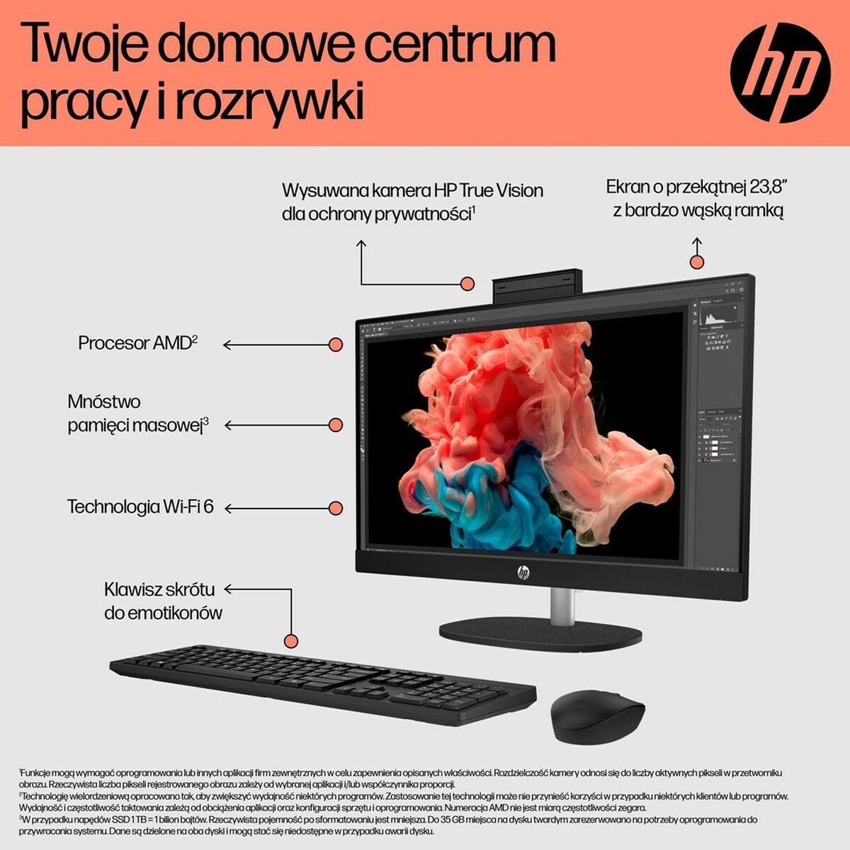 Afbeeldingen van All in One HP 9U2J8EA 23,8" AMD Ryzen 5 7520U 16 GB RAM 512 GB SSD