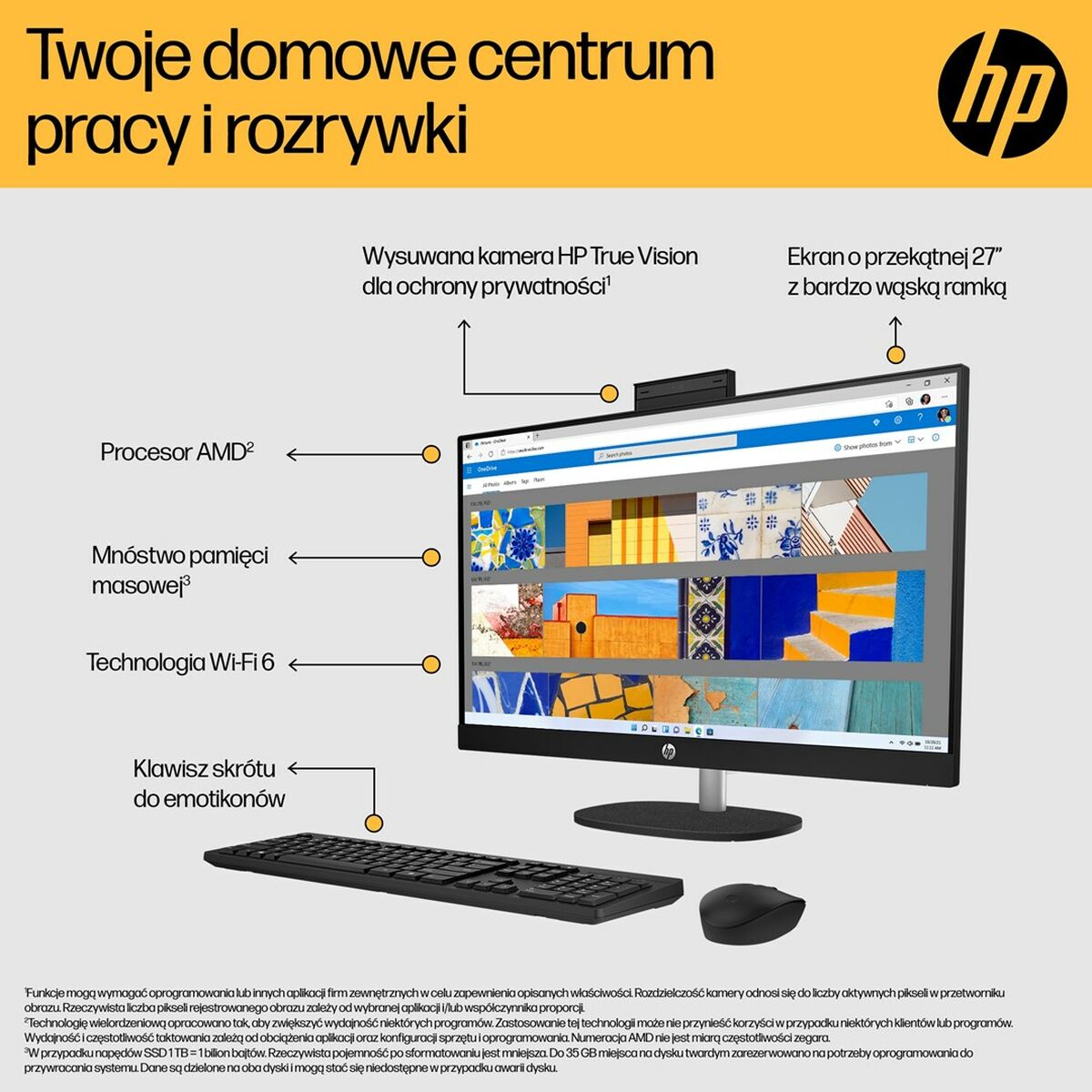 Afbeeldingen van All in One HP 9U2K4EA 27" AMD Ryzen 7 7730U AMD RYZEN™ 7 7730U 16 GB RAM 512 GB SSD