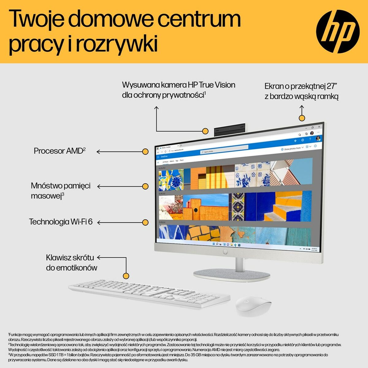 Afbeeldingen van All in One HP 9U2K4EA 27" AMD Ryzen 7 7730U AMD RYZEN™ 7 7730U 16 GB RAM 512 GB SSD
