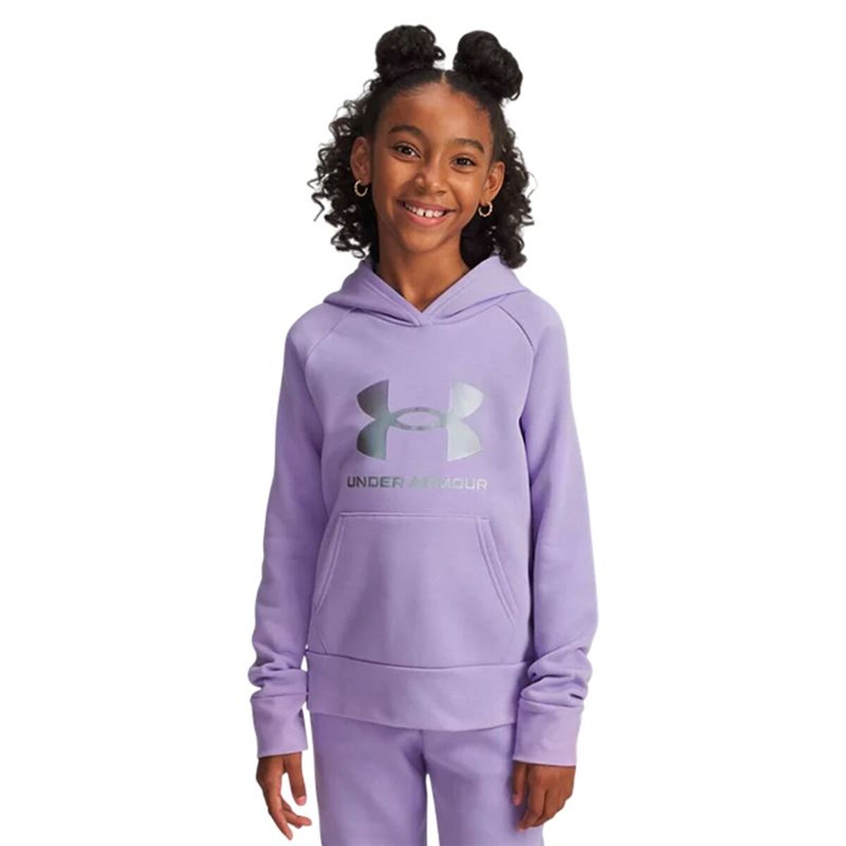 Hooded Sweatshirt for Girls Under Armour Rival Flc Shimmer Hdy Lavendar