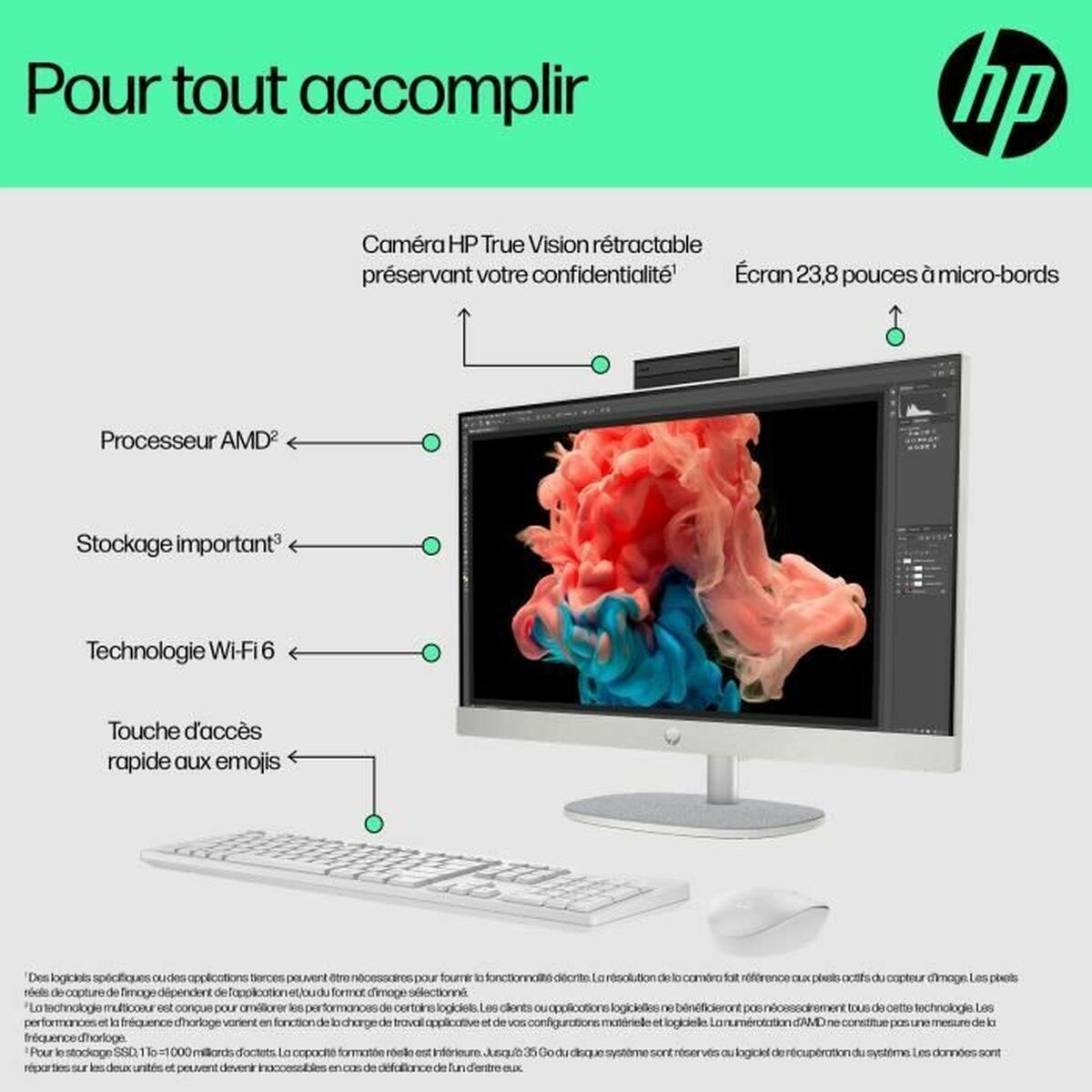 Afbeeldingen van All in One HP 24-cr0081nf 16 GB RAM 23,8" AMD Ryzen 7 7730U 512 GB